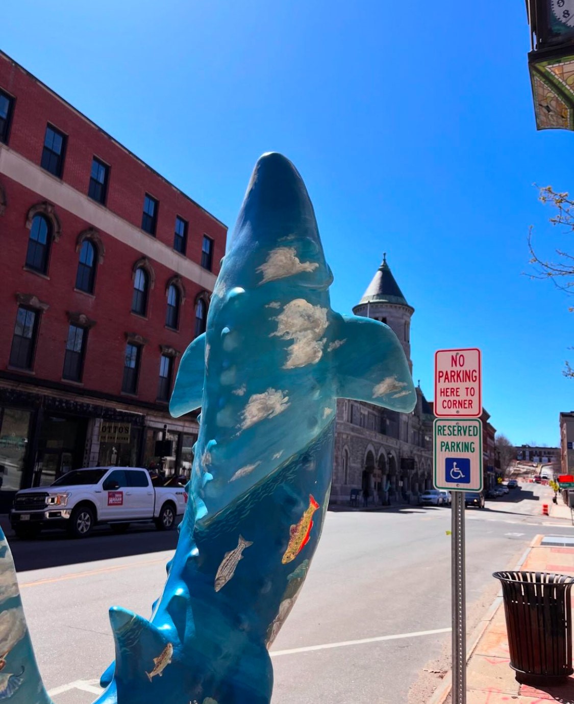 statue of a sturgeon on water st