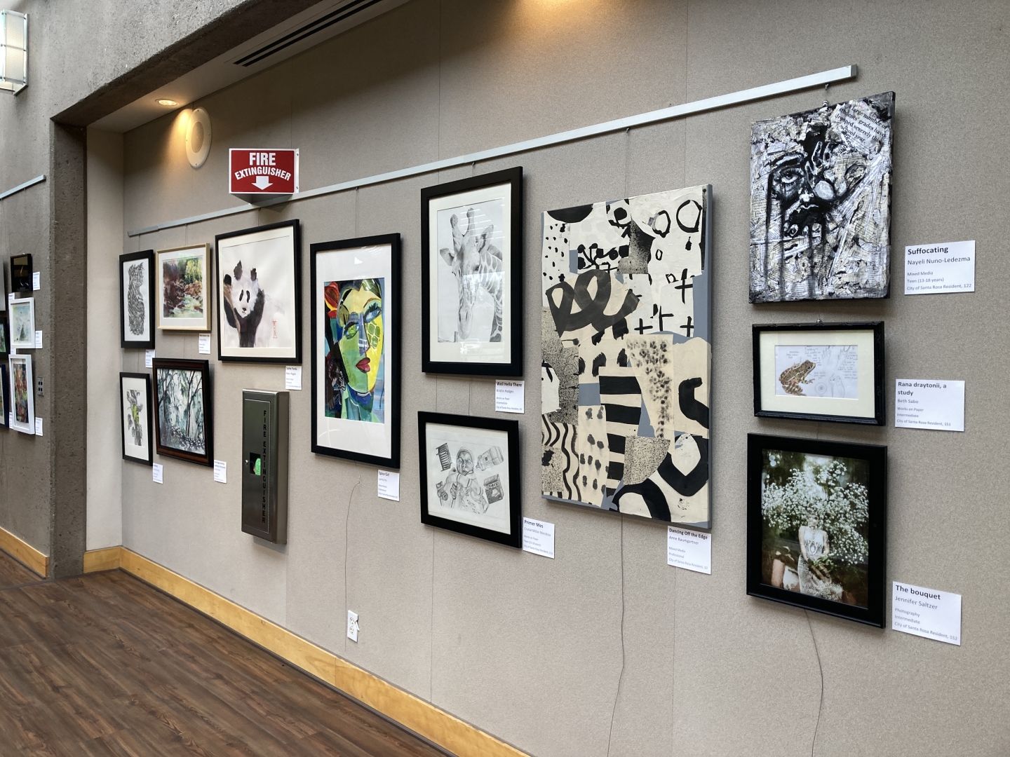 19th Annual Exhibit A wall filled with some of the incredible artwork from the 19th Annual Santa Rosa, CA National Arts Program!