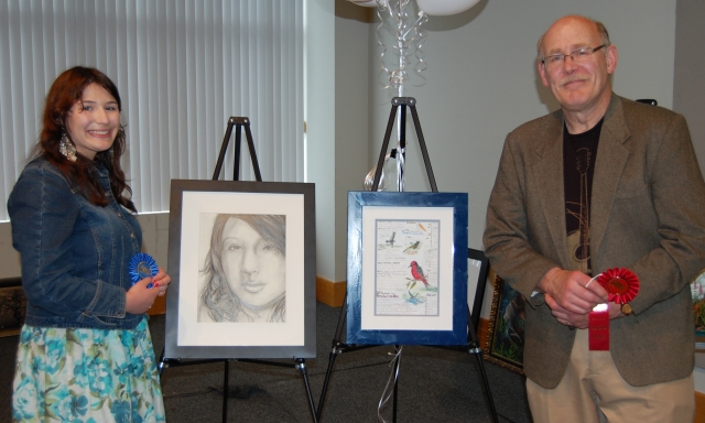 5th Annual Exhibit Self Portrait #1 & A Page from my Birder's Journal