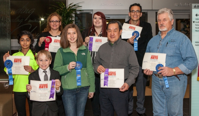 2nd Annual Exhibit Group shot of the award winners at the reception for the 2nd Annual NAP Exhibit for Adventist Midwest Health.