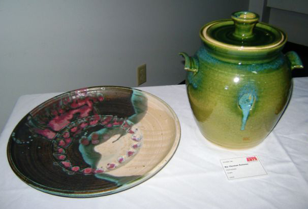 1st Annual Exhibit Shell Platter (L) and Container (R)