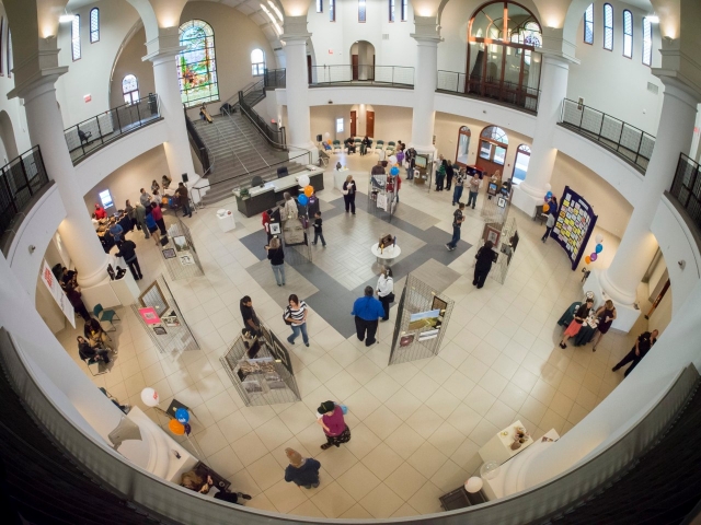 3rd Annual Exhibit View from above of the NAP exhibition on display in the lobby of the newly renovated Westside Multimodal Transit Center.